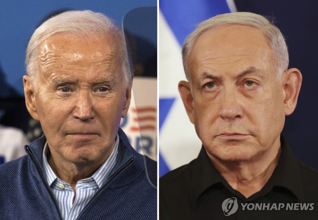 조 바이든 미 대통령(왼쪽)과 베냐민 네타냐후 이스라엘 총리(오른쪽)